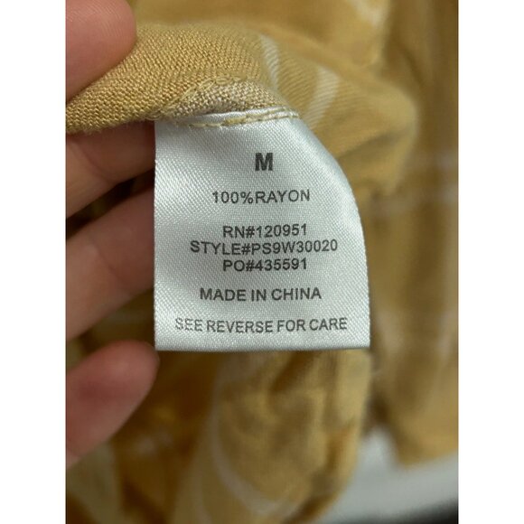 Pink Rose Vintage Plaid Medium Button Down Shirt Mustard Yellow Cropped - Picture 6 of 11